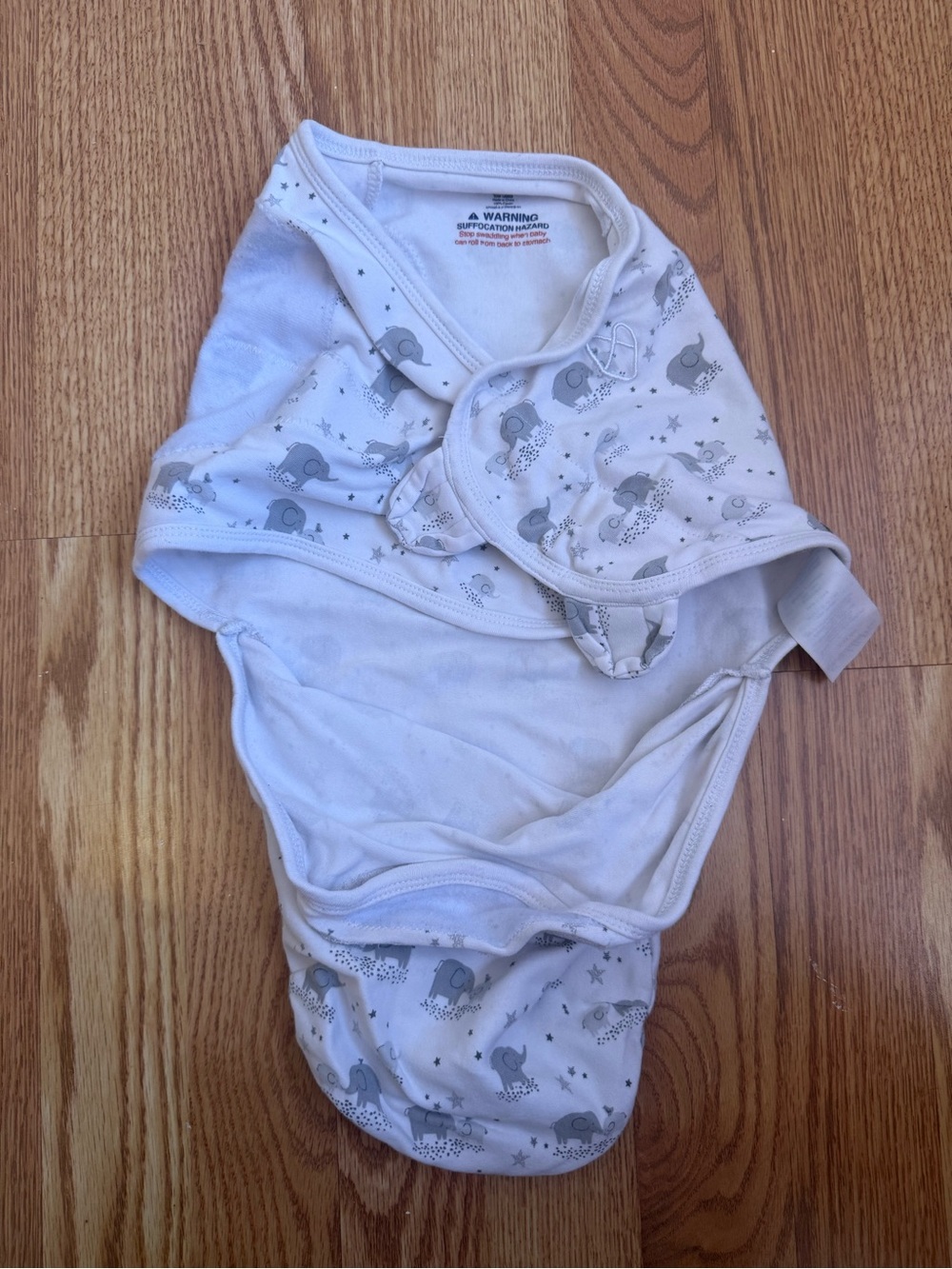 SwaddleMe White and Gray Elephant Print Swaddle Wrap